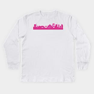 Milan skyline pink Kids Long Sleeve T-Shirt